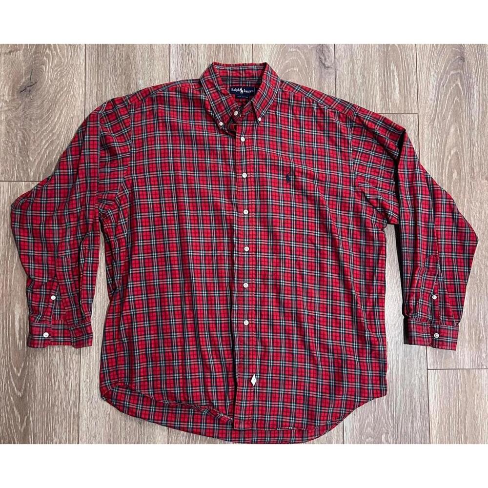 Ralph Lauren Men's Red Plaid Casual Button-Down Shirt XL
